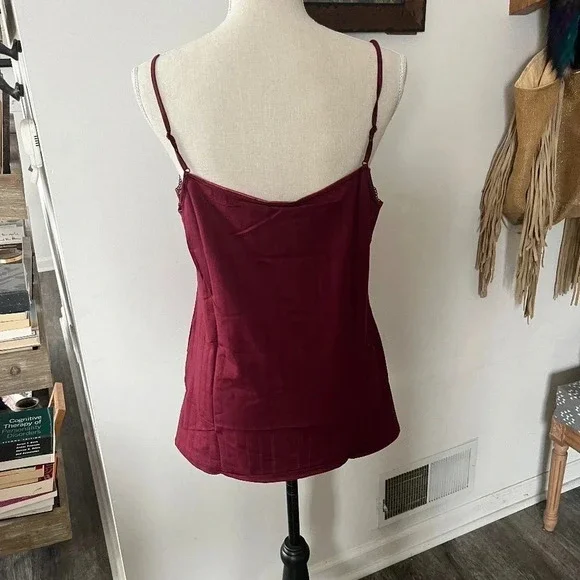 CALIDA Burgundy Tank with Lace Detail Adjustable Straps L - Picture 2 of 4